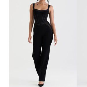 BLACK CORSET JUMPSUIT - House of CB - Size xs